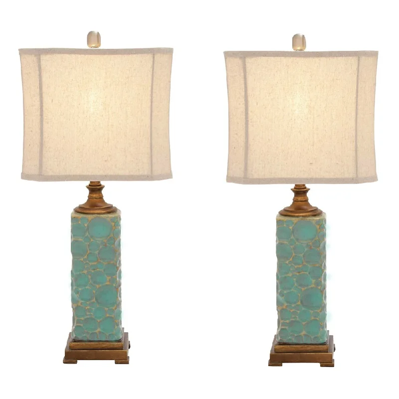 bohemian table lamps with colorful patterns for eclectic bedroomsbohemian table lamps with colorful patterns for eclectic bedroomsCarmel Seafoam Handcrafted Ceramic Table Lamp (Set of 2)