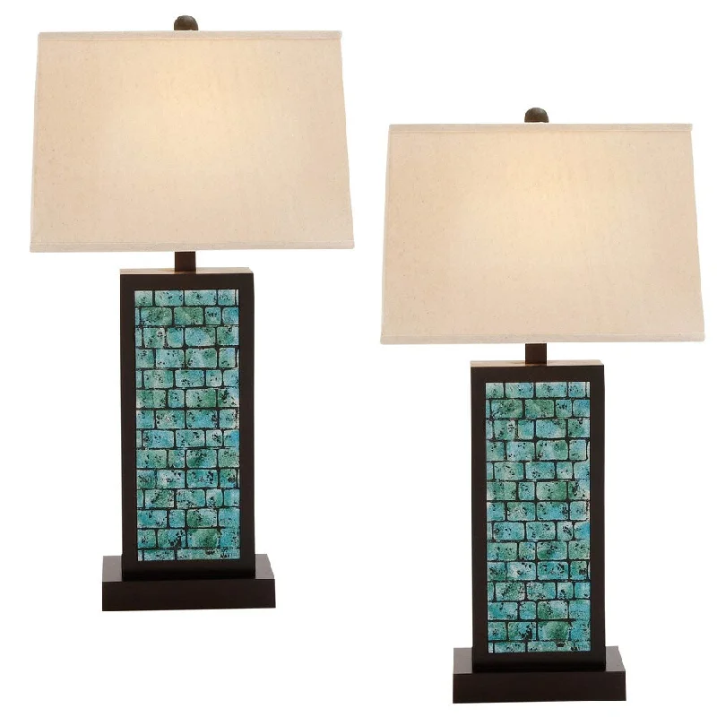 coastal style table lamps with nautical elements for beach housescoastal style table lamps with nautical elements for beach housesCasa Cortes Teal Blue 3-Way Switch 31-inch Wood Table Lamp (Set of 2)