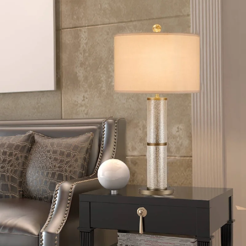 wooden table lamps with natural grain for a warm and organic feelwooden table lamps with natural grain for a warm and organic feelCatalina Concord 31" 3-Way Mercury Glass Cylinder Table Lamp with Antique Pewter Accents