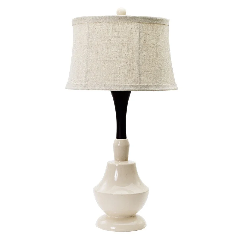 metal table lamps with a matte black finish for a sleek appearancemetal table lamps with a matte black finish for a sleek appearanceEggshell with Espresso Wood Neck 30-inch Ceramic Table Lamp