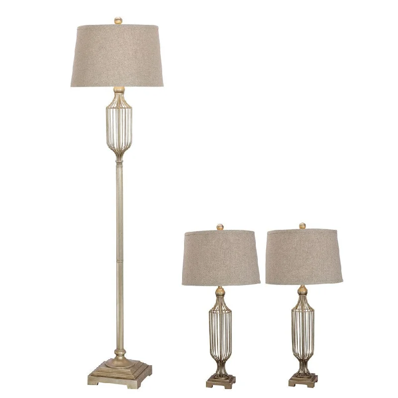 crystal table lamps with dazzling prisms for a glamorous effectcrystal table lamps with dazzling prisms for a glamorous effectFangio Lightings #3858CG Metal Wire 3-piece Lamp Set in Champagne Gold