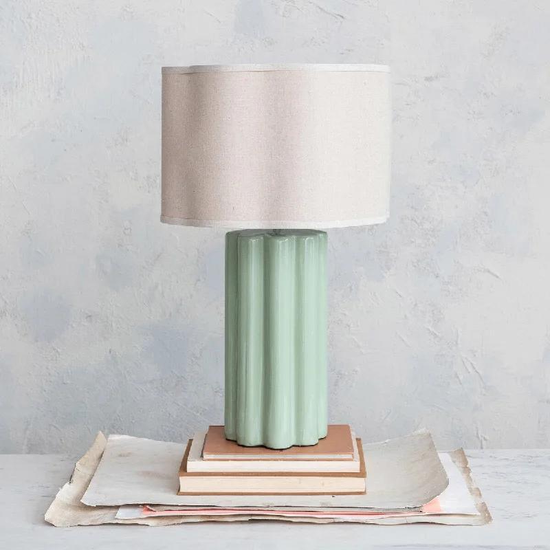 industrial style table lamps with exposed bulbs for loft apartmentsindustrial style table lamps with exposed bulbs for loft apartmentsFluted Stoneware Table Lamp with Linen Scalloped Shade and Swivel Neck