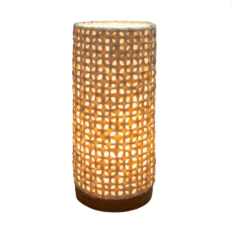 wooden table lamps with natural grain for a warm and organic feelwooden table lamps with natural grain for a warm and organic feelHandmade Paper Cylinder Mesh Table Lamp - 6 x 6 x 13