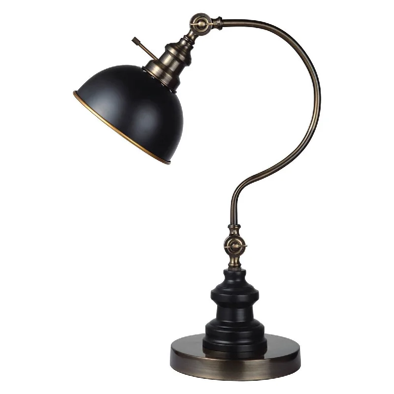 metal table lamps with a matte black finish for a sleek appearancemetal table lamps with a matte black finish for a sleek appearanceIndustrial Style Table Lamp with Curved Stem and Round Base, Gold and Black