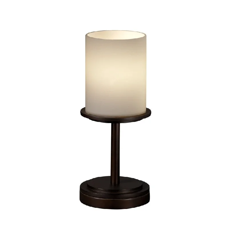 crystal table lamps with dazzling prisms for a glamorous effectcrystal table lamps with dazzling prisms for a glamorous effectJustice Design Fusion Dakota 1-light Dark Bronze Table Lamp, Short Opal Cylinder - Flat Rim Shade