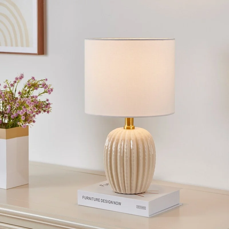 glass table lamps with a frosted surface for soft light diffusionglass table lamps with a frosted surface for soft light diffusionKAWOTI 15.25 inch Ceramic Bedside Table Lamp - W9" * H15.25"