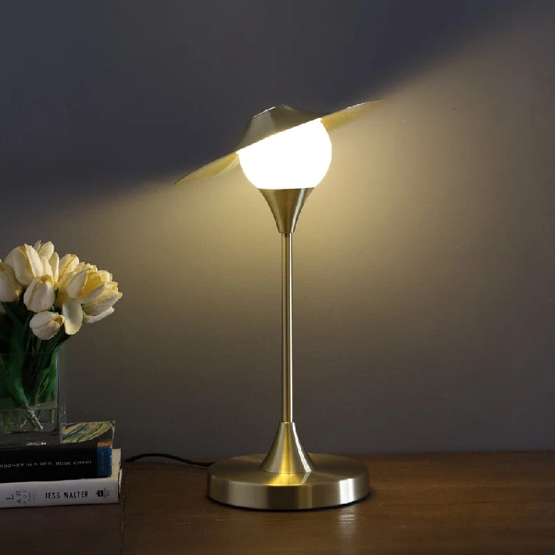 bohemian table lamps with colorful patterns for eclectic bedroomsbohemian table lamps with colorful patterns for eclectic bedroomsKelsey LED Brush Gold Exposed Shade Touch-On Table Lamp