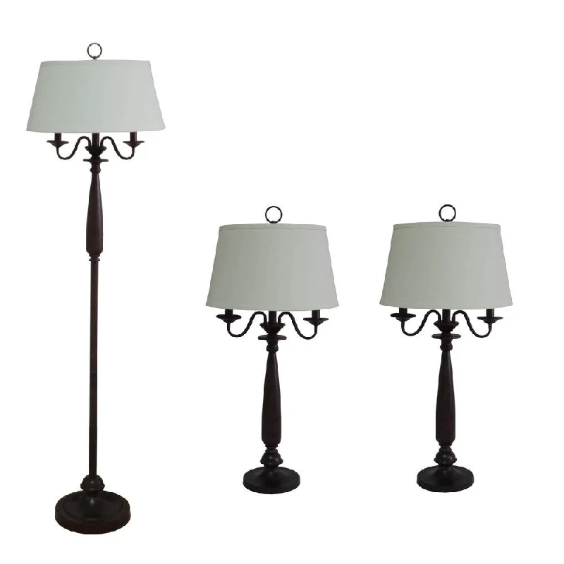 ceramic table lamps with hand painted designs for an artistic touchceramic table lamps with hand painted designs for an artistic touchMetal & Resin 3-Piece Antique Brown Finish Candelabra Arms Lamp Set