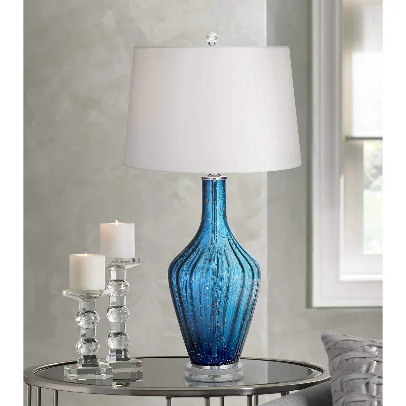 leather table lamps with a distressed texture for a rugged charmleather table lamps with a distressed texture for a rugged charmModern Coastal Table Lamp 29" Tall Blue Fluted Art Glass Vase White Tapered Drum Shade
