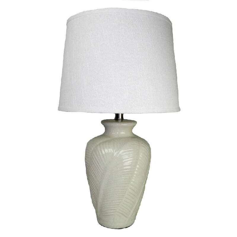 glass table lamps with a frosted surface for soft light diffusionglass table lamps with a frosted surface for soft light diffusionOff-white Leaf Embellished Ceramic Table Lamp