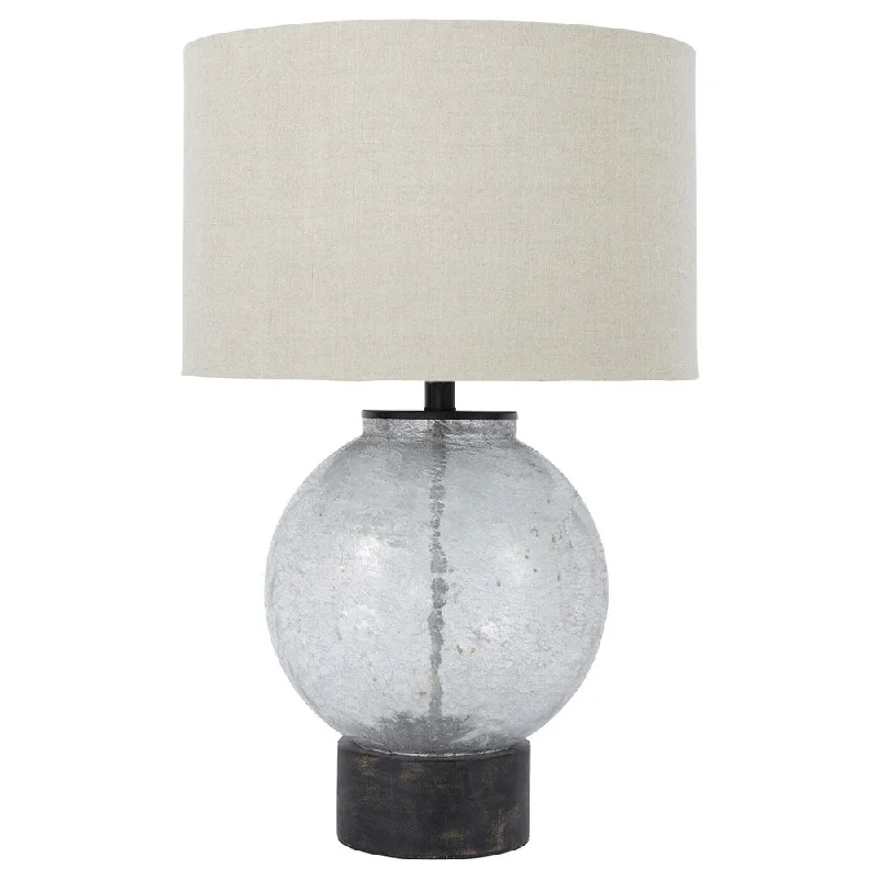 fabric table lamps with a linen shade for a relaxed and breathable lookfabric table lamps with a linen shade for a relaxed and breathable lookSignature Design by Ashley Shauni Transparent Glass Table Lamp