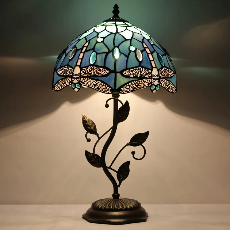 marble table lamps with a luxurious veined pattern for high end decormarble table lamps with a luxurious veined pattern for high end decorTable Lamp Stained Glass Desk Light with Metal Leaf Base W12xH19 Inch