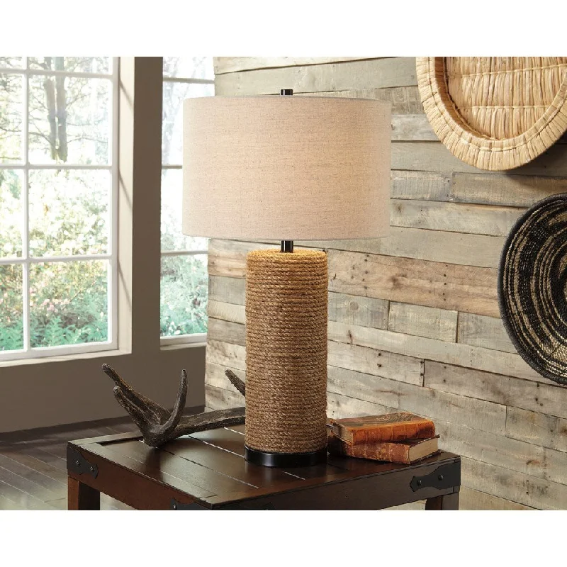 metal table lamps with a matte black finish for a sleek appearancemetal table lamps with a matte black finish for a sleek appearanceTalbbart Brown Rope Table Lamp