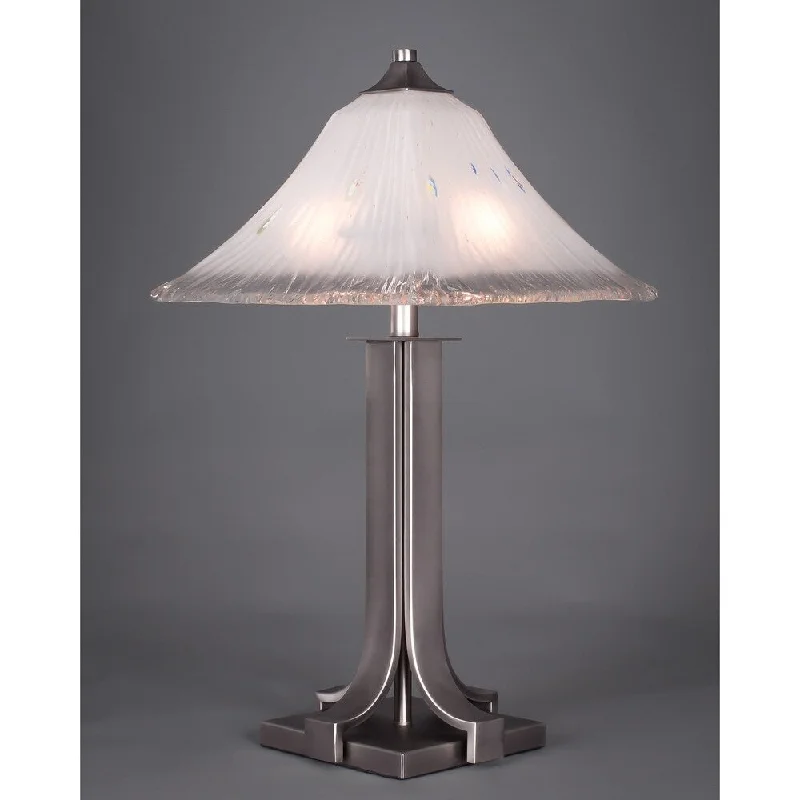 metal table lamps with a matte black finish for a sleek appearancemetal table lamps with a matte black finish for a sleek appearanceToltec 2 Light Apollo Table Lamp Shown In Graphite Finish With 14" Frosted Crystal Glass