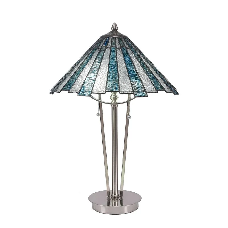 asian inspired table lamps with bamboo accents for a zen atmosphereasian inspired table lamps with bamboo accents for a zen atmosphereToltec 2 Light Table Lamp Shown In Brushed Nickel Finish With 16" Sea Ice Art Glass Shade - Cone