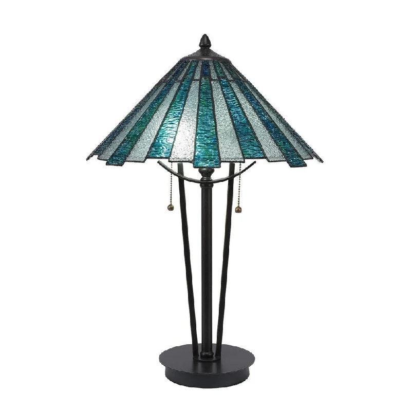 crystal table lamps with dazzling prisms for a glamorous effectcrystal table lamps with dazzling prisms for a glamorous effectToltec 2 Light Table Lamp Shown In Dark Granite Finish With 16" Sea Ice Art Glass Shade