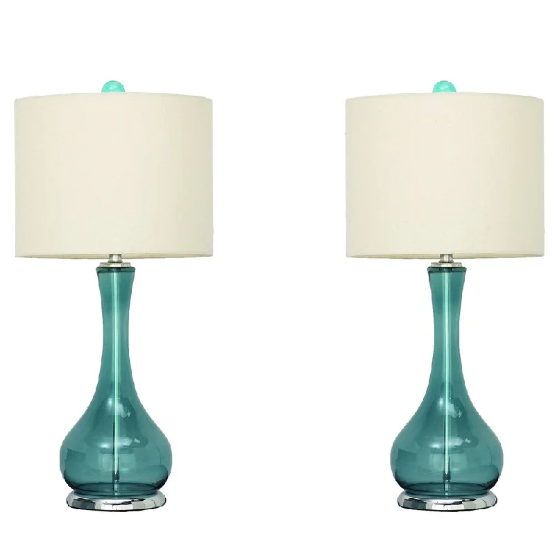 fabric table lamps with a linen shade for a relaxed and breathable lookfabric table lamps with a linen shade for a relaxed and breathable lookUrban Designs Mykonos Blue Glass Table Lamp (Set of 2)