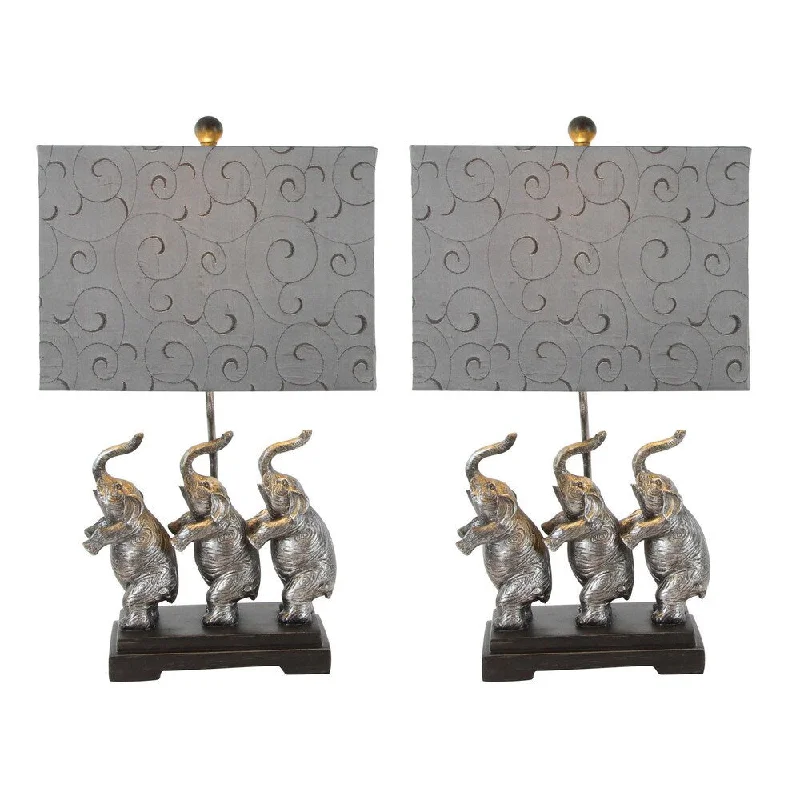 coastal style table lamps with nautical elements for beach housescoastal style table lamps with nautical elements for beach housesUrban Designs Standing Elephant Trio Rustic SIlver 24-inch Table Lamps (Set of 2)
