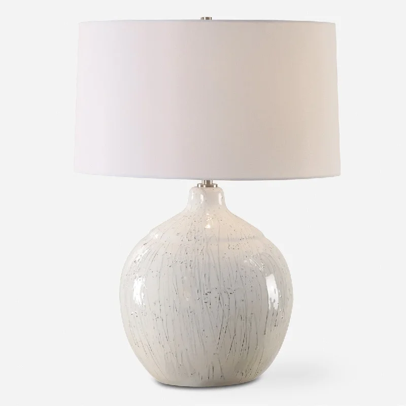 fabric table lamps with a linen shade for a relaxed and breathable lookfabric table lamps with a linen shade for a relaxed and breathable lookUttermost Dribble White Glaze Table Lamp - 25.75" H X 19" W X 19" D