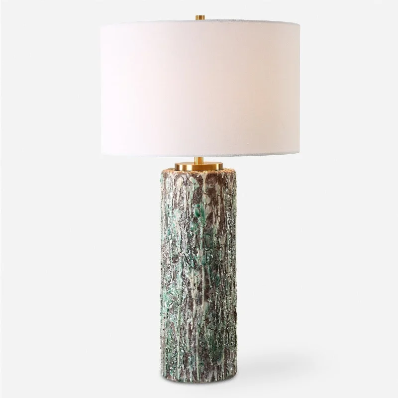 marble table lamps with a luxurious veined pattern for high end decormarble table lamps with a luxurious veined pattern for high end decorUttermost Meltdown Ivory Teal Table Lamp - 28.5'' H X 16'' W X 16'' D