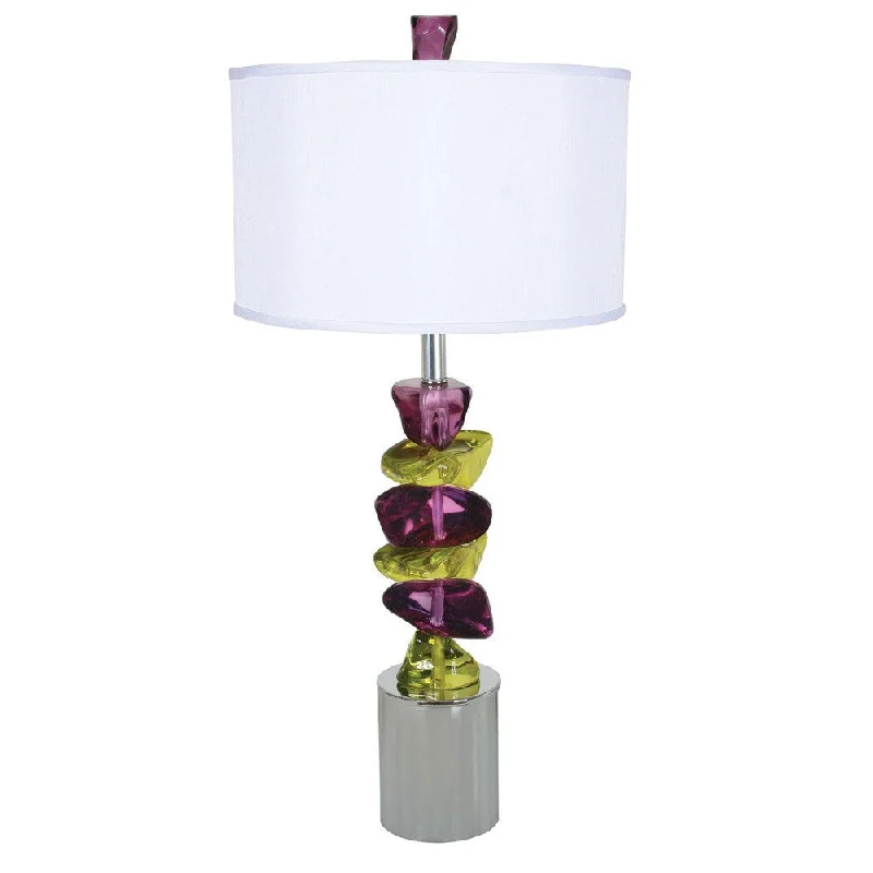 mid century modern table lamps with iconic designs for a stylish studymid century modern table lamps with iconic designs for a stylish studyVan Teal Rock of Ages White/Multicolor/Chrome Shantung/Acrylic/Metal 33-inch Table Lamp